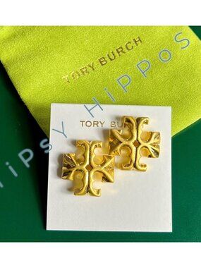 NEW!! Tory Burch Gold Roxanne Stud LOGO earrings